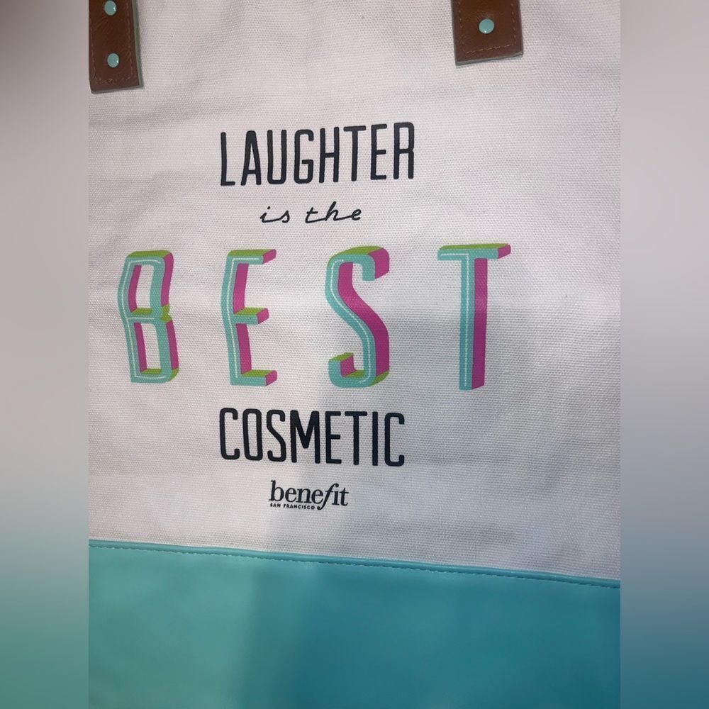 Benefit White and Aqua Tote Bag - Picture 4 of 7